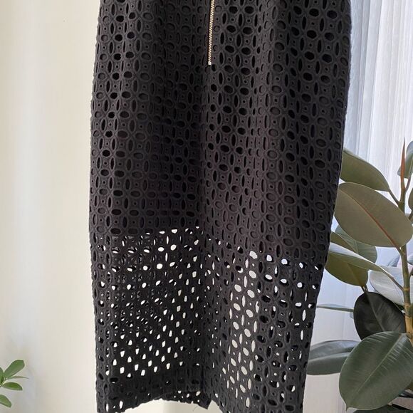 NICHOLAS Eyelet Lace Cut Out Black Midi Dress, Size 4 - Picture 8 of 11